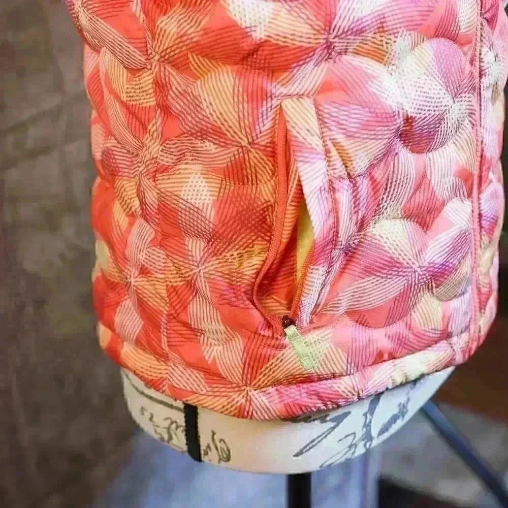 Child's LL Bean Down vest pink/yellow/graphic print size L (14 - 16) - Downtek